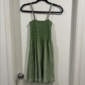 Zara Green Striped Kids Casual Dress